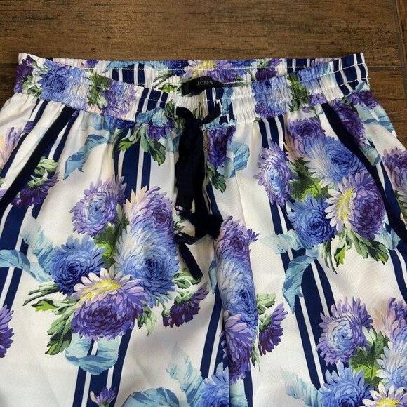 J. Crew Drapey Pull-on Pant in Vintage Purple Floral Stripe Loungewear Size 2 - Picture 10 of 12